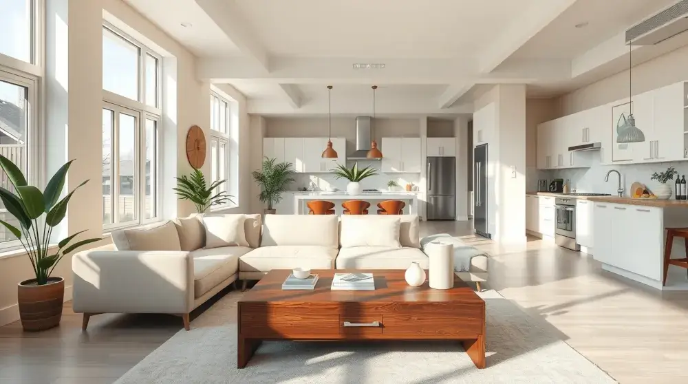 Bright open-concept modern home, clutter-free and welcoming.