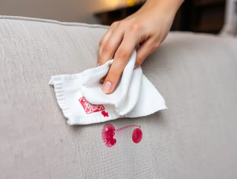 Blotting fresh stain from upholstery