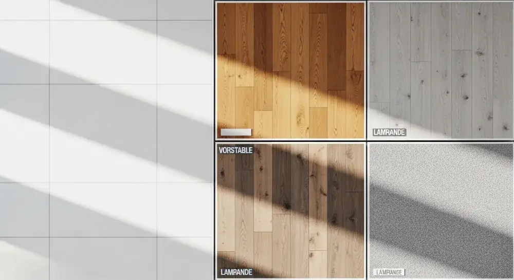 Overview of different flooring types: tile, hardwood, laminate, carpet.