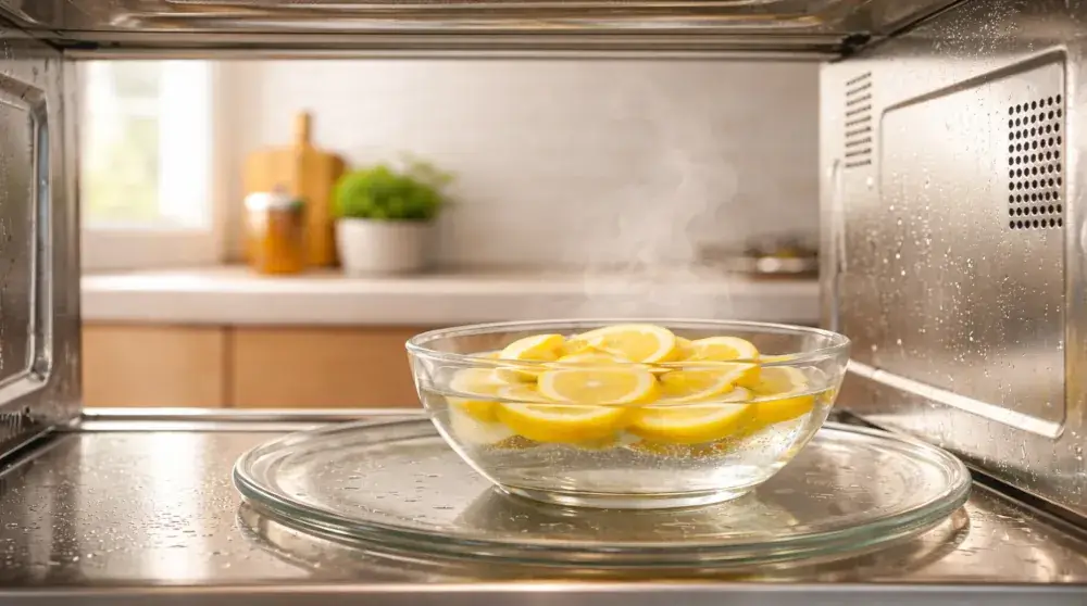 Removing microwave odor naturally using lemon steam